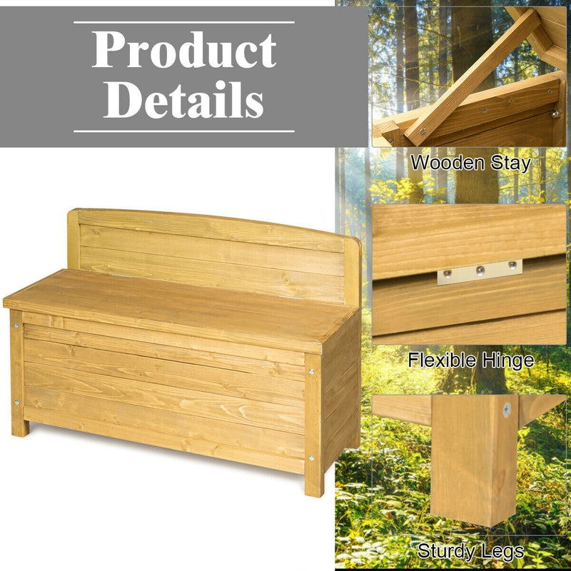 Gallon Wood Storage Bench Deck Outdoor Seating