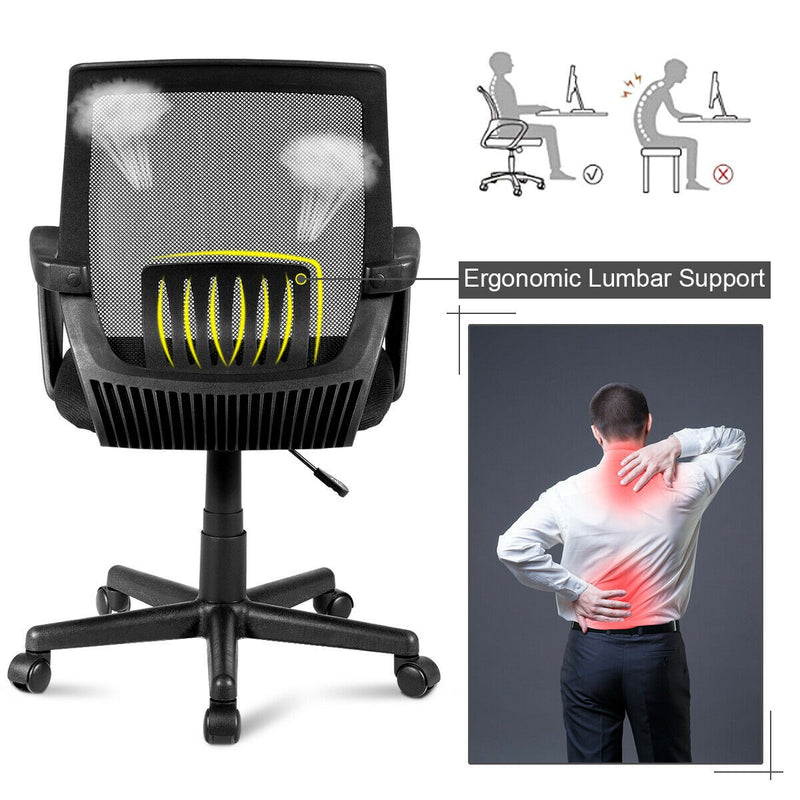 Lumbar Support Adjustable Rolling Swivel Mesh Office Chair